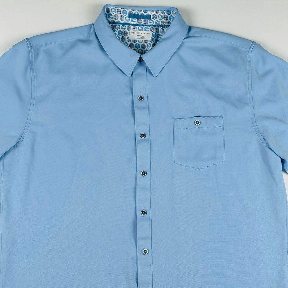 Age of Wisdom Men’s Blue Button Down Short Sleeve Shirt SZ 2XL/XXL Nautical